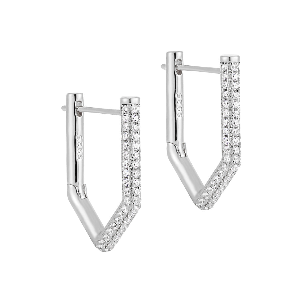 Geometric Single Rhinestone Earring for Women – Modern Minimalist