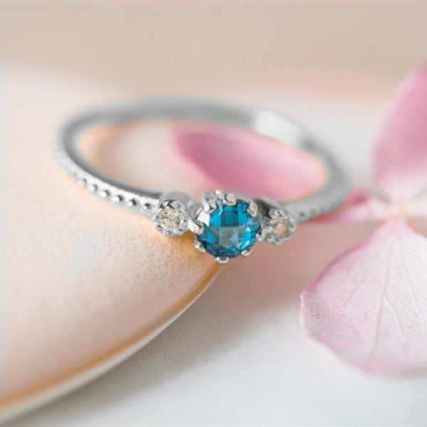 Ocean Blue Rhinestone Ring for Women – Gold & Silver Wedding Engagement Jewelry