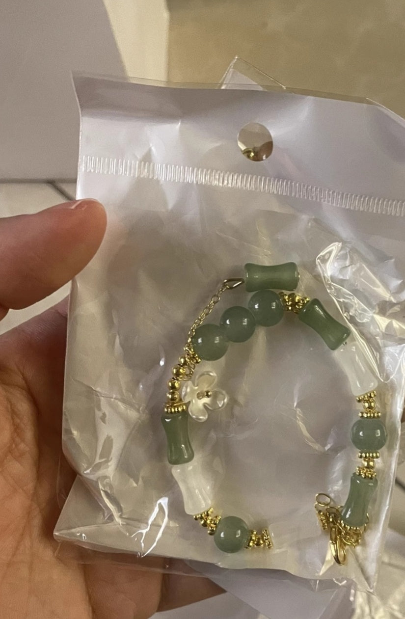 Chinese-Style Floral Bamboo Segment Bracelet for Women – Elegant National Style Jewelry