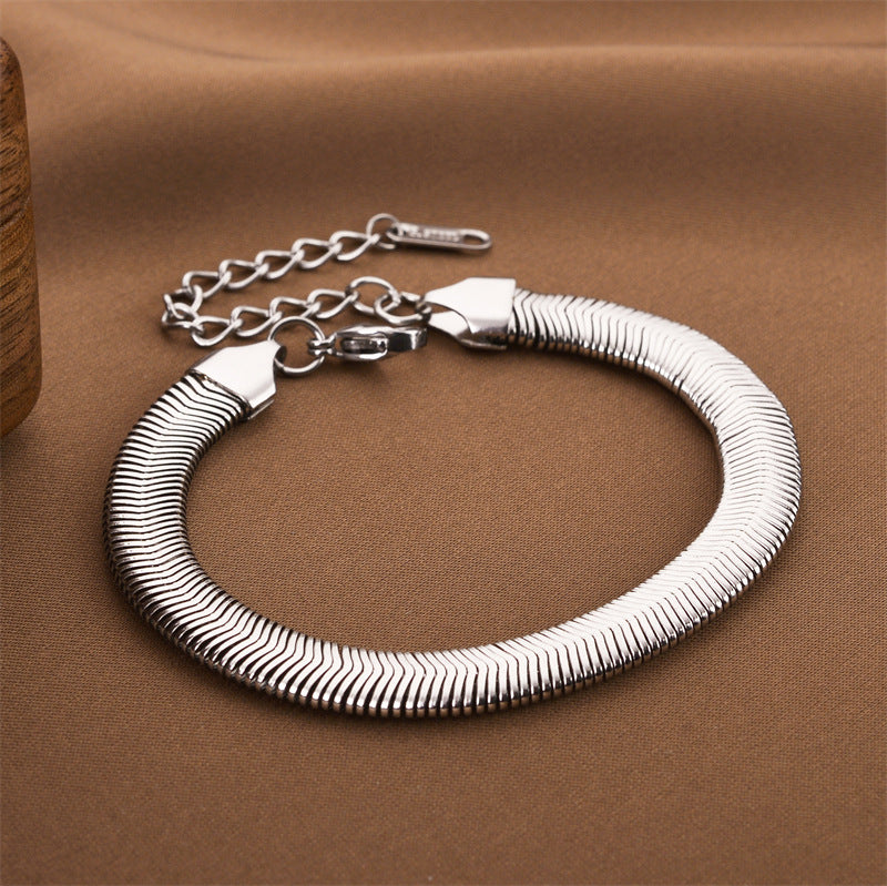 Minimalist 8mm Titanium Steel Bracelet for Women – Elegant Everyday Jewelry