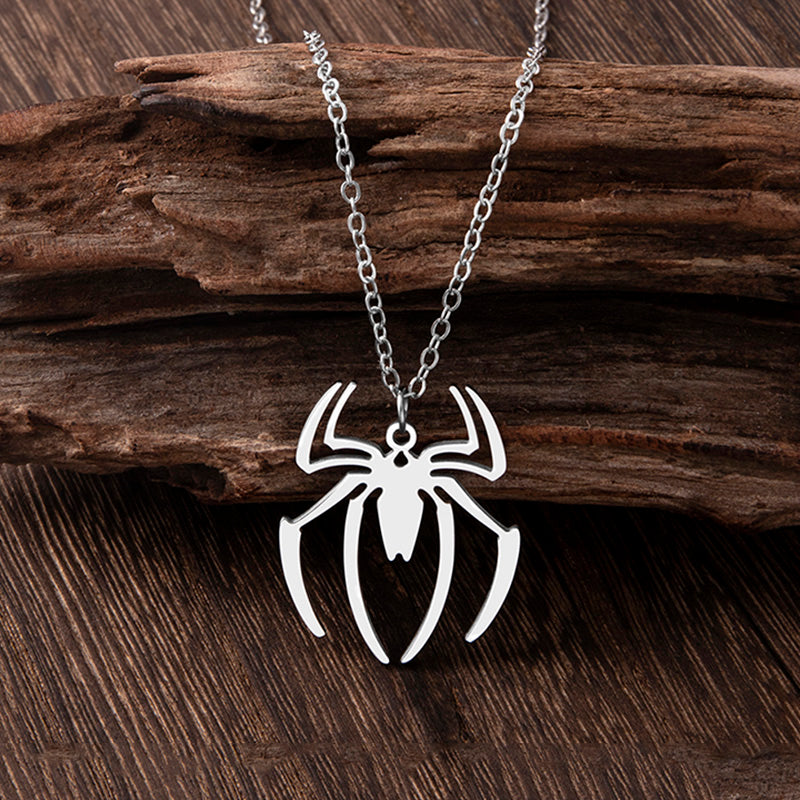 Punk Gothic Halloween Necklace – Ghost & Spider Pendant for Women & Men