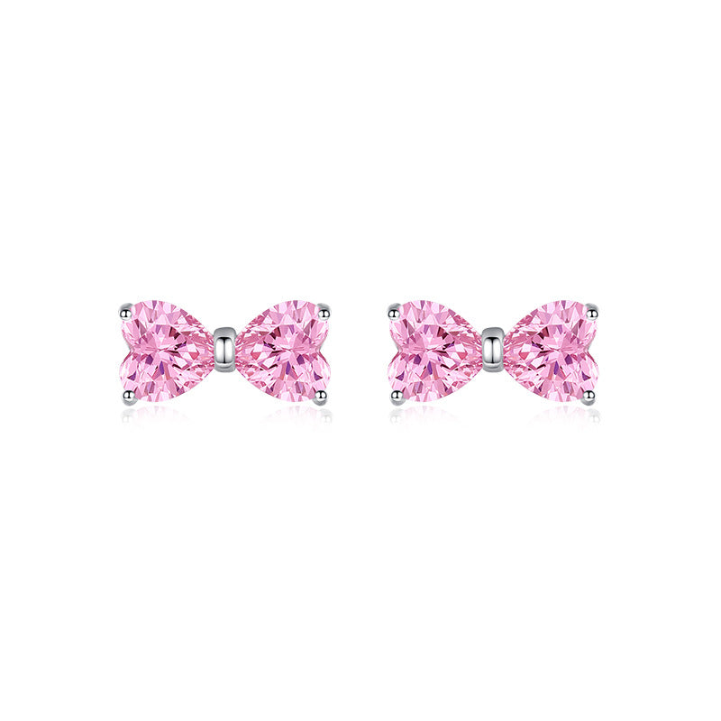 Bow Zircon Stud Earrings for Women – Elegant Minimalist
