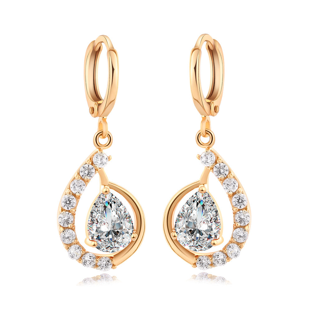 Copper Drop Zircon Earrings for Women – Minimalist Chic Jewelry