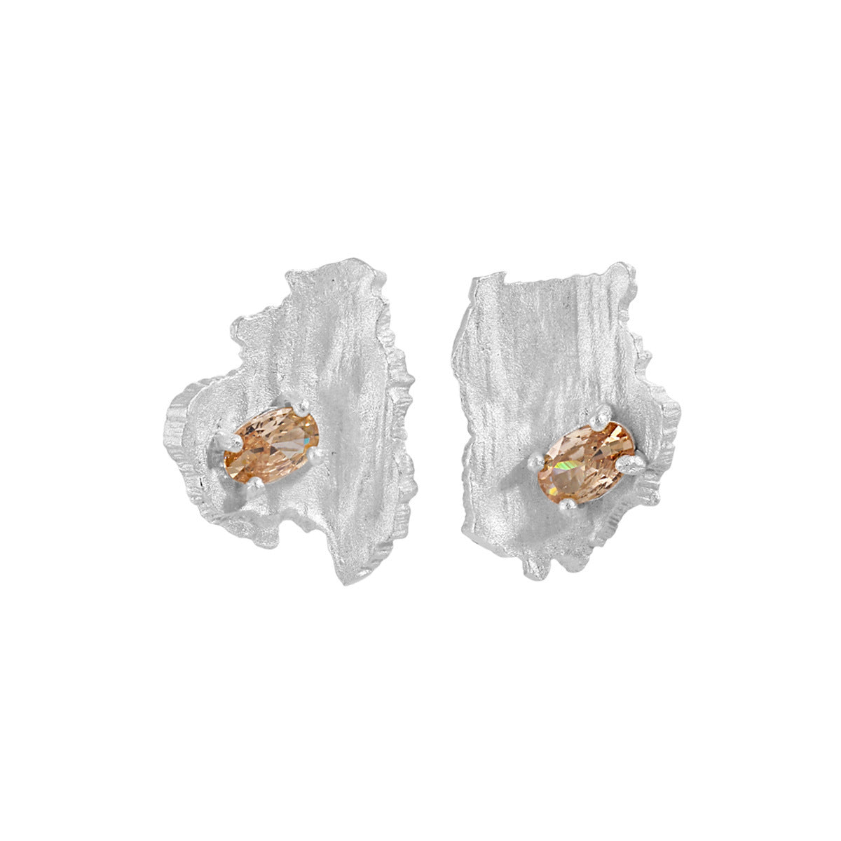 Geometric Asymmetric Diamond Stud Earrings for Women – Modern Minimalist