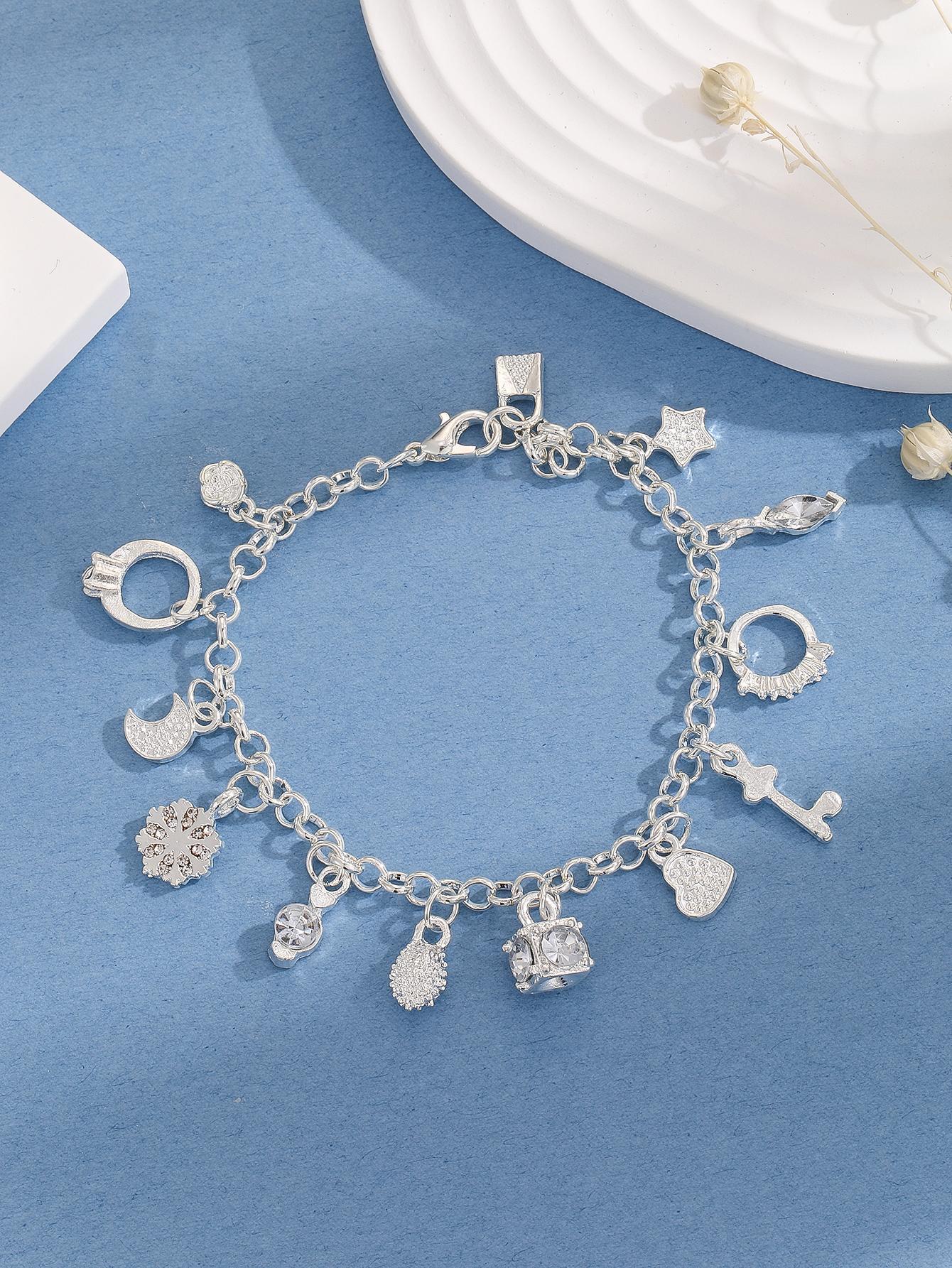 Elegant 13-Charm Hanging Bracelet for Women – Graceful Fashion Jewelry