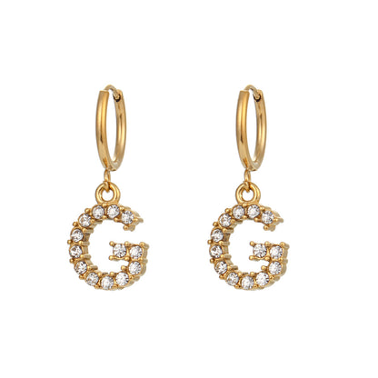 18K Gold Plated Zircon Letter Earrings for Women – Minimalist Initial Jewelry