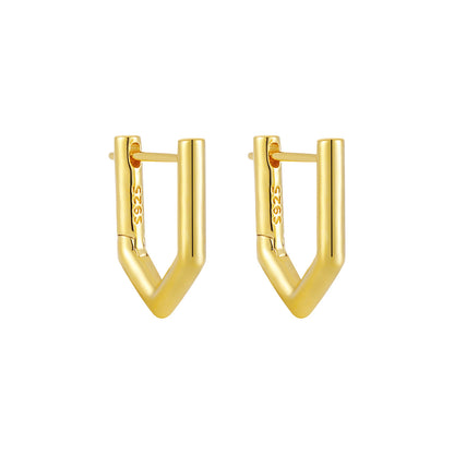 Geometric Single Rhinestone Earring for Women – Modern Minimalist