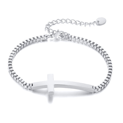 Cross Box Chain Bracelet for Women – Stainless Steel Finish Jewelry