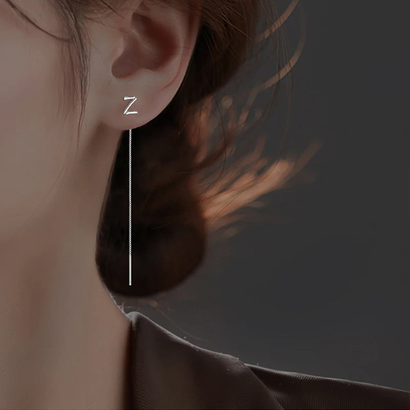 26-Letter Drop Earrings in 925 Sterling Silver – Minimalist Jewelry for Women
