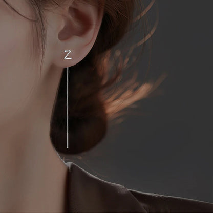 26-Letter Drop Earrings in 925 Sterling Silver – Minimalist Jewelry for Women