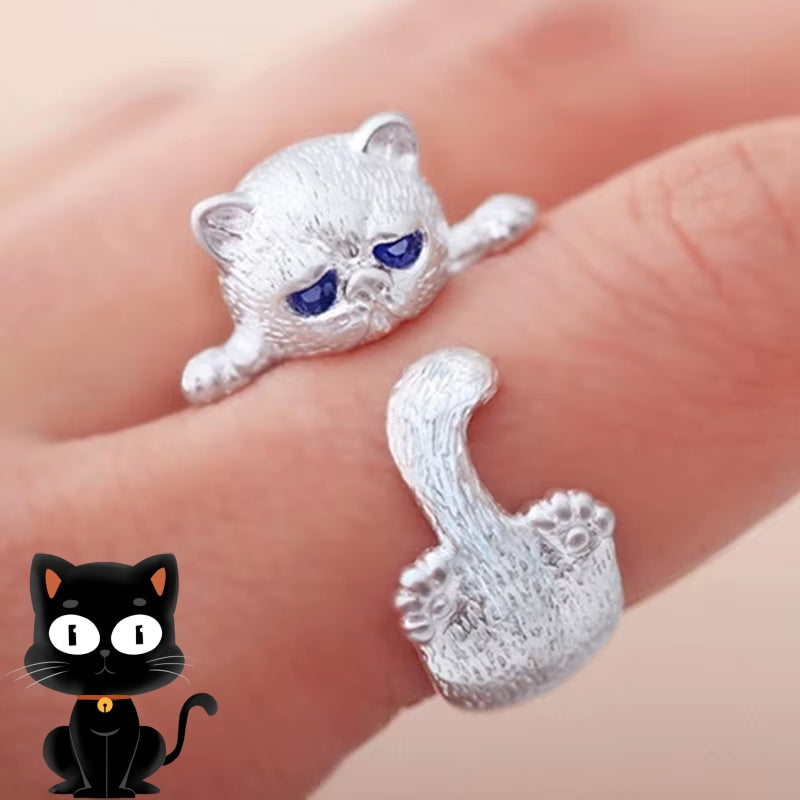 Cute Cat Ring – Adjustable Opening Ring for Men, Women & Pet Lovers