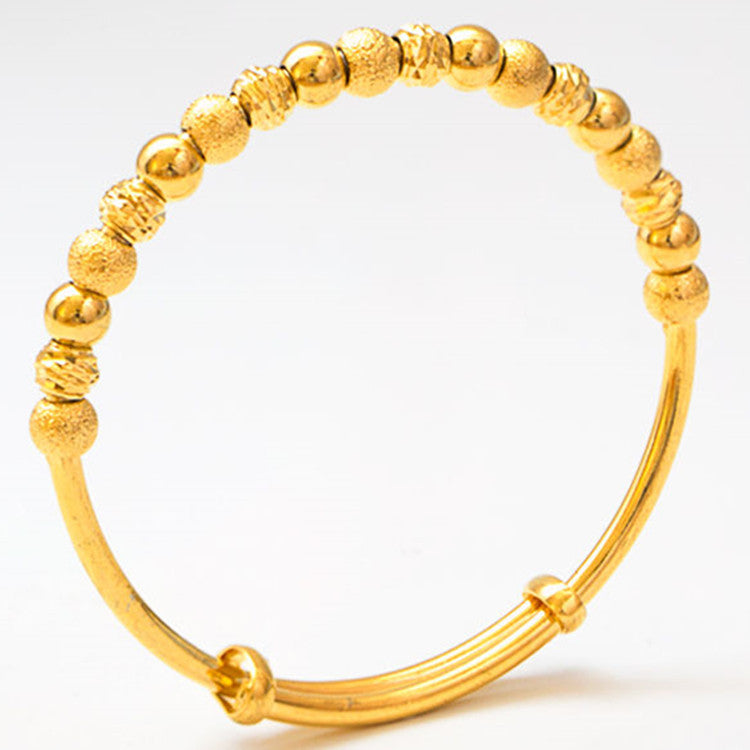 Sand Gold Beaded Bracelet for Women – Elegant Textured Chain Jewelry