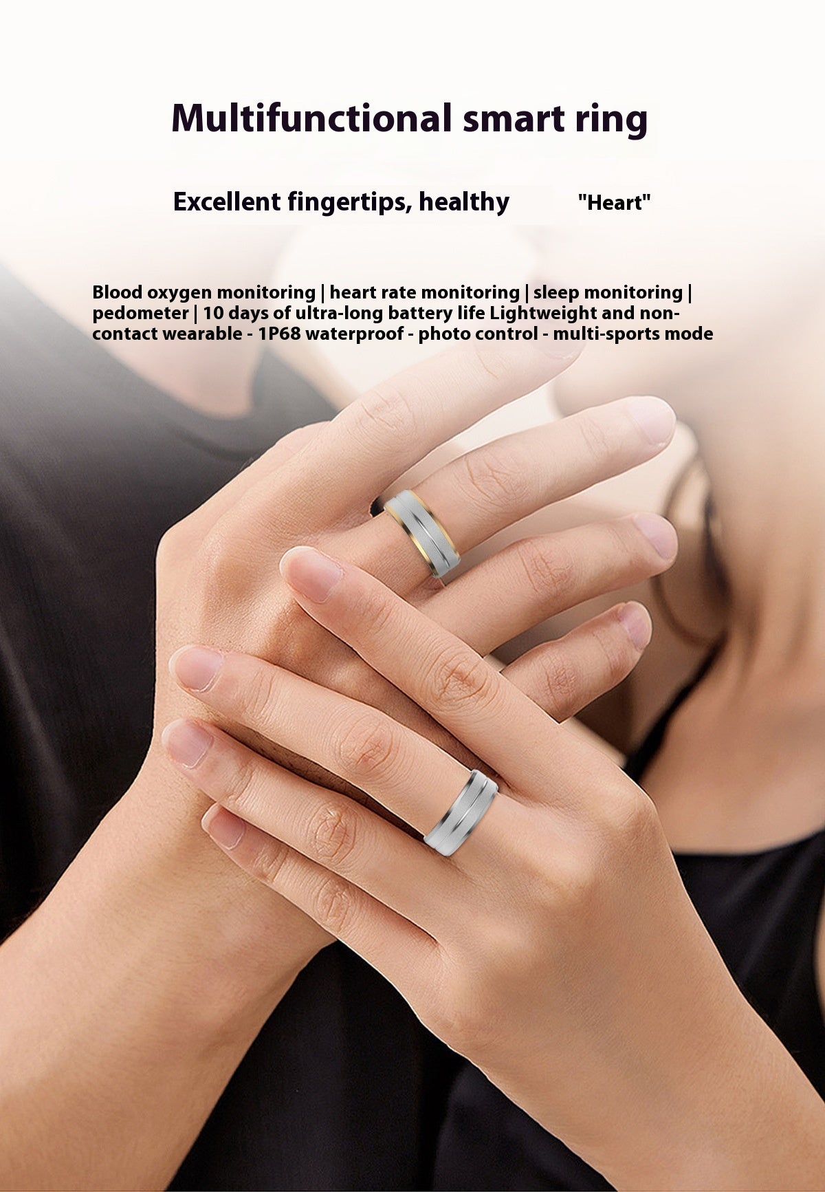 Smart Ring for Men & Women – Heart Rate & Blood Oxygen Monitor, Multi-Sport, Waterproof