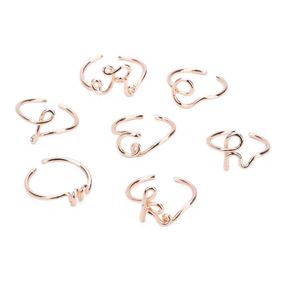 Unisex A-Z Initial Rings – Gold & Silver Geometric Finger Jewelry for Men & Women