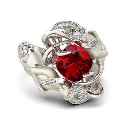 Cushion-Cut Ruby Ring – 925 Sterling Silver Luxury Ring for Women