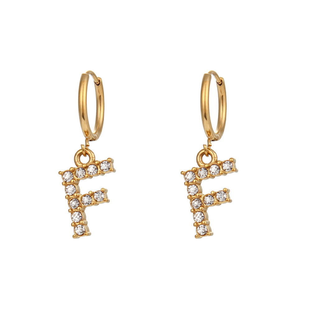 18K Gold Plated Zircon Letter Earrings for Women – Minimalist Initial Jewelry
