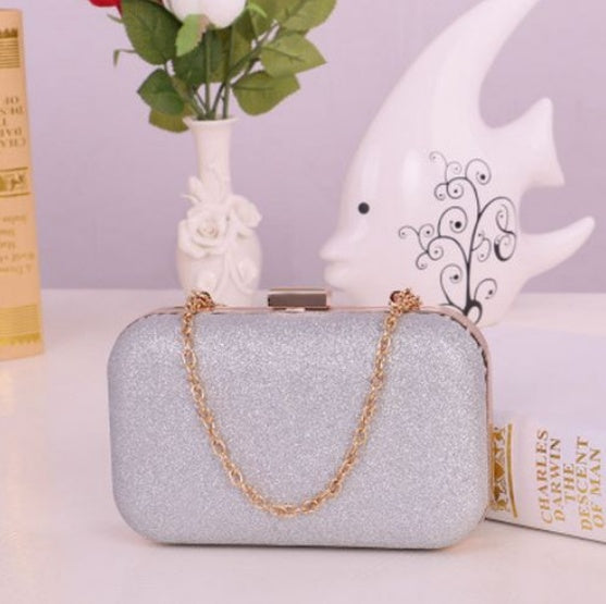 Gold Chain Evening Clutch for Women – Luxury Box Party Shoulder Bag