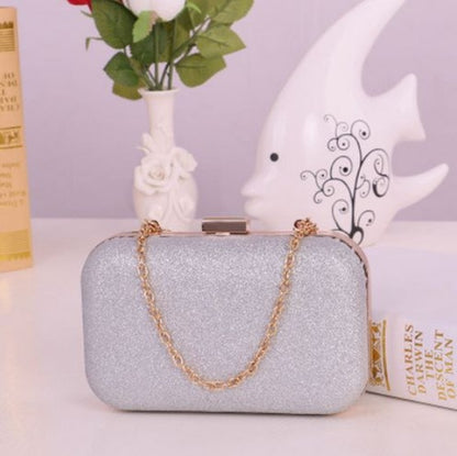Gold Chain Evening Clutch for Women – Luxury Box Party Shoulder Bag