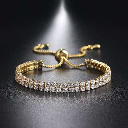 Double Row Zircon Bracelet for Women – Elegant Rhinestone Jewelry