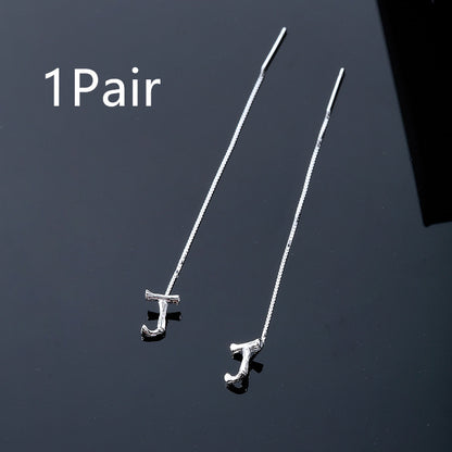 26-Letter Drop Earrings in 925 Sterling Silver – Minimalist Jewelry for Women