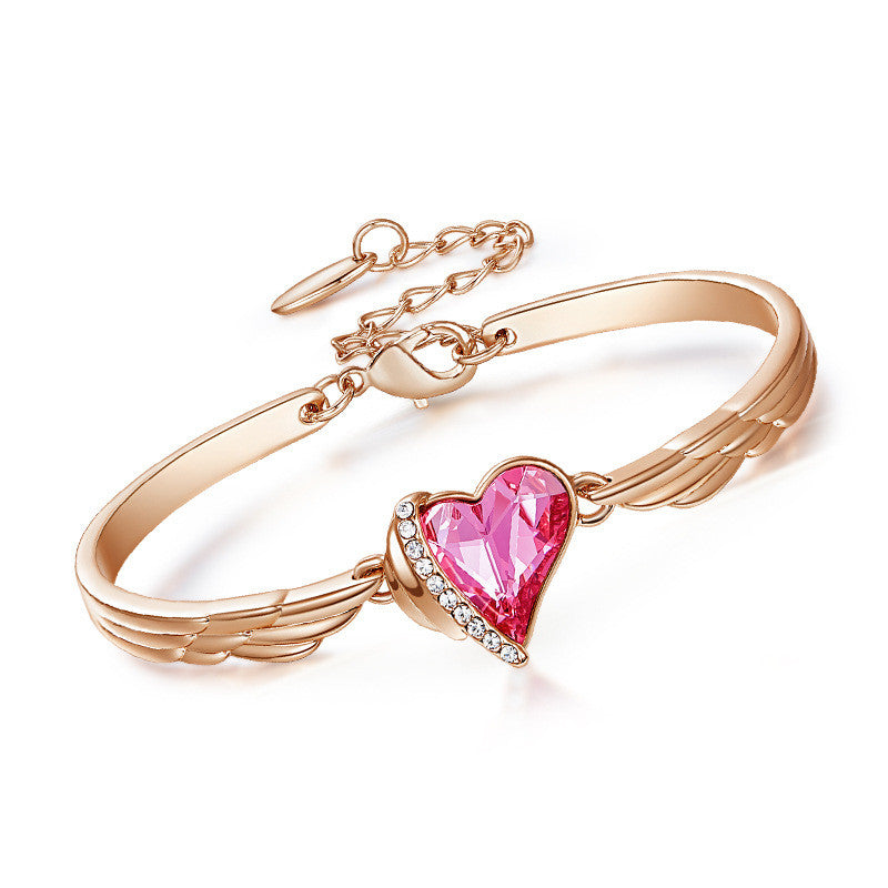 Women’s Pink Angel Wings Bracelet – Cute Charm Bracelet for Everyday Wear