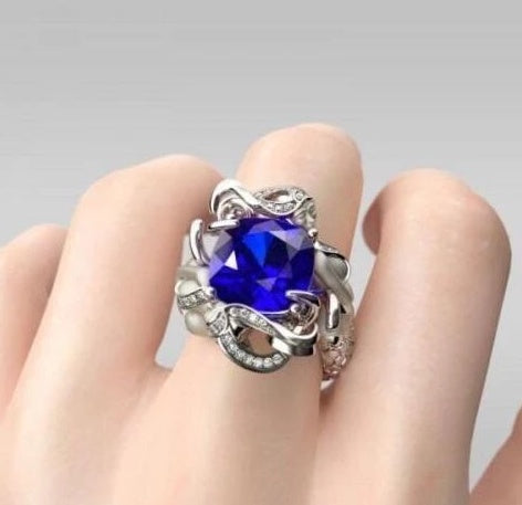 Cushion-Cut Ruby Ring – 925 Sterling Silver Luxury Ring for Women