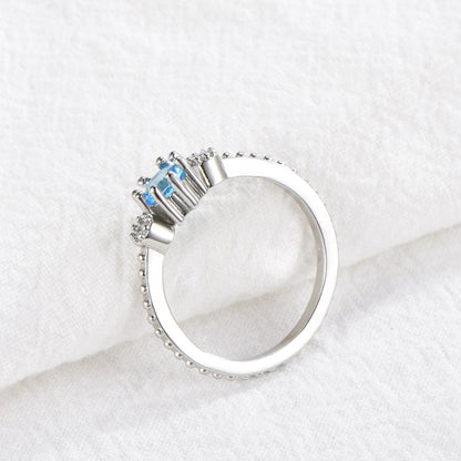 Ocean Blue Rhinestone Ring for Women – Gold & Silver Wedding Engagement Jewelry