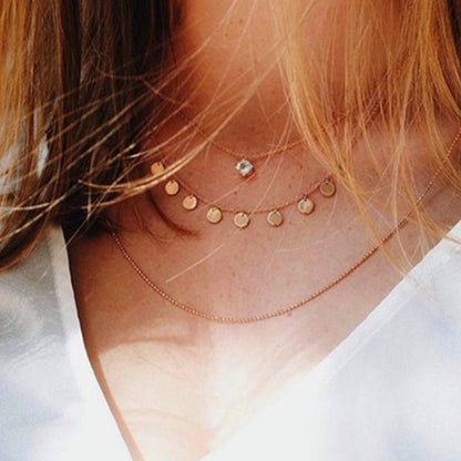 Multilayer Evil Eye Pendant Necklace for Women – Crystal Star & Water Drop Charm