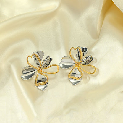 18K Gold-Plated Vintage Flower Earrings for Women – Elegant Jewelry