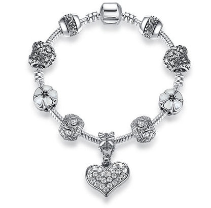 Unique 925 Sterling Silver Crystal Charm Bracelet for Women – DIY Bead-Friendly Jewelry Gift