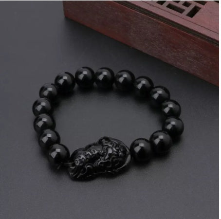 Obsidian Pixiu Couples’ Bracelet – Unisex Feng Shui Protection Jewelry