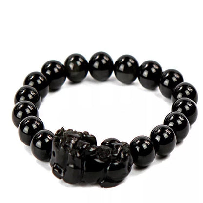 Obsidian Pixiu Couples’ Bracelet – Unisex Feng Shui Protection Jewelry