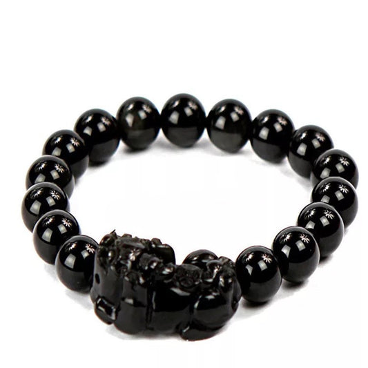 Obsidian Pixiu Couples’ Bracelet – Unisex Feng Shui Protection Jewelry