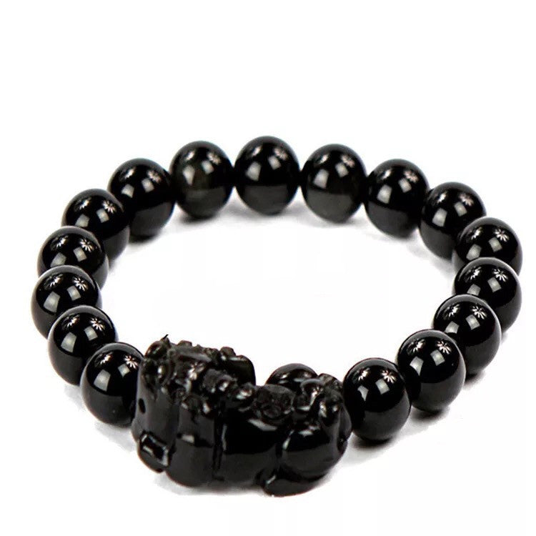 Obsidian Pixiu Couples’ Bracelet – Unisex Feng Shui Protection Jewelry