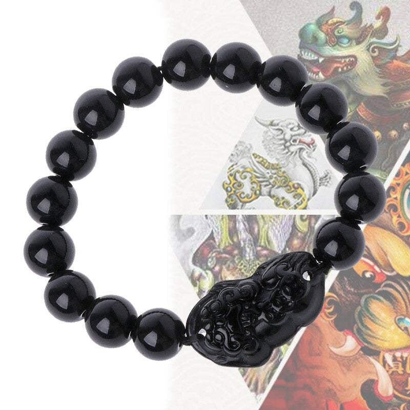 Obsidian Pixiu Couples’ Bracelet – Unisex Feng Shui Protection Jewelry