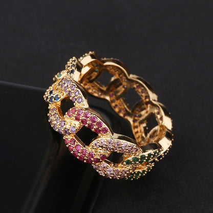 Luxury Colorful Micro Pave Cubic Zirconia Ring for Women
