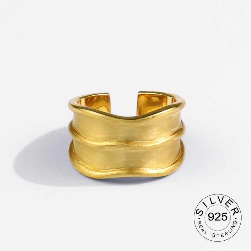 925 Sterling Silver Engagement Ring for Women – Vintage Gold‑Tone Statement Jewelry