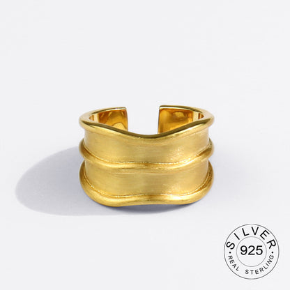 925 Sterling Silver Engagement Ring for Women – Vintage Gold‑Tone Statement Jewelry