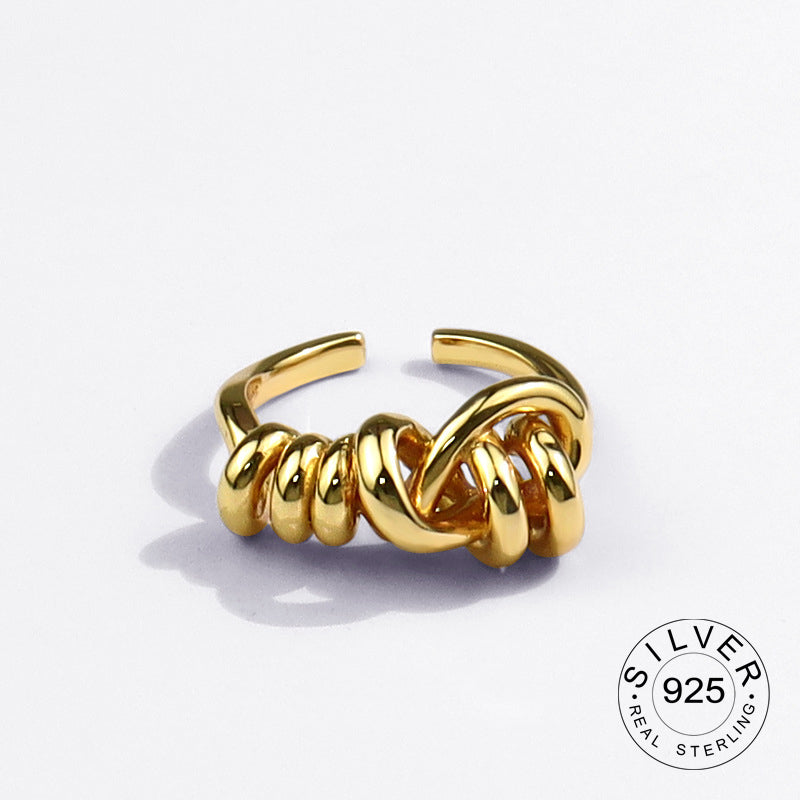 925 Sterling Silver Engagement Ring for Women – Vintage Gold‑Tone Statement Jewelry