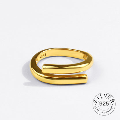 925 Sterling Silver Engagement Ring for Women – Vintage Gold‑Tone Statement Jewelry