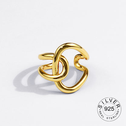 925 Sterling Silver Engagement Ring for Women – Vintage Gold‑Tone Statement Jewelry