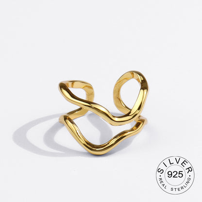 925 Sterling Silver Engagement Ring for Women – Vintage Gold‑Tone Statement Jewelry