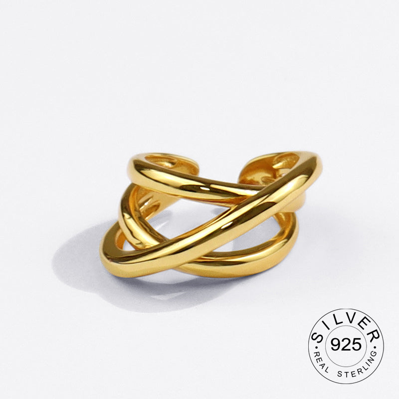 925 Sterling Silver Engagement Ring for Women – Vintage Gold‑Tone Statement Jewelry