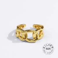 925 Sterling Silver Engagement Ring for Women – Vintage Gold‑Tone Statement Jewelry