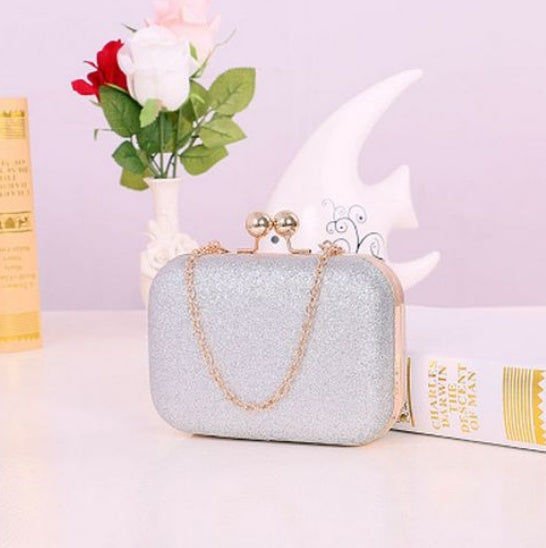 Gold Chain Evening Clutch for Women – Luxury Box Party Shoulder Bag