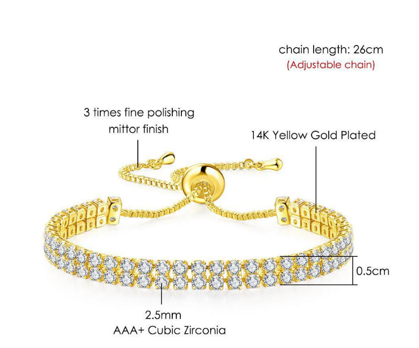 Double Row Zircon Bracelet for Women – Elegant Rhinestone Jewelry