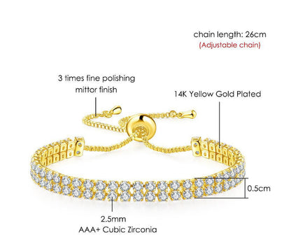 Double Row Zircon Bracelet for Women – Elegant Rhinestone Jewelry