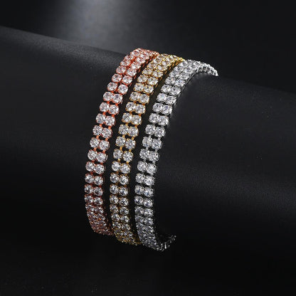 Double Row Zircon Bracelet for Women – Elegant Rhinestone Jewelry