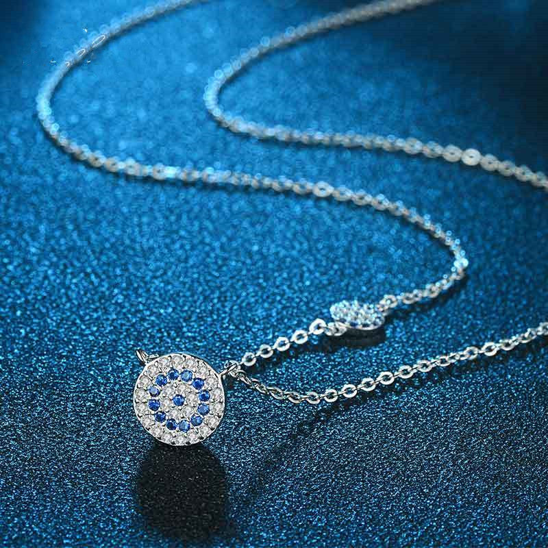 925 Sterling Silver Blue Eye Clavicle Chain Necklace – Stylish Protection Charm