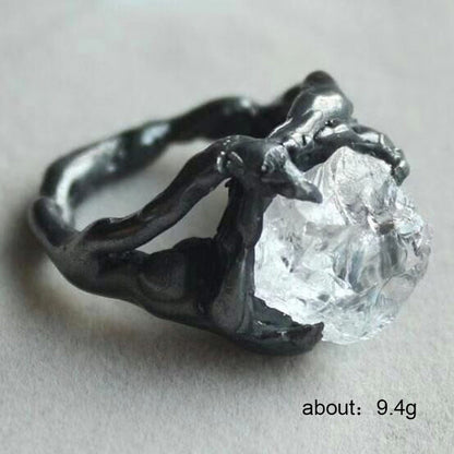 Vintage Wedding Anniversary Ring – Unique Stone Boho Cocktail Ring for Women